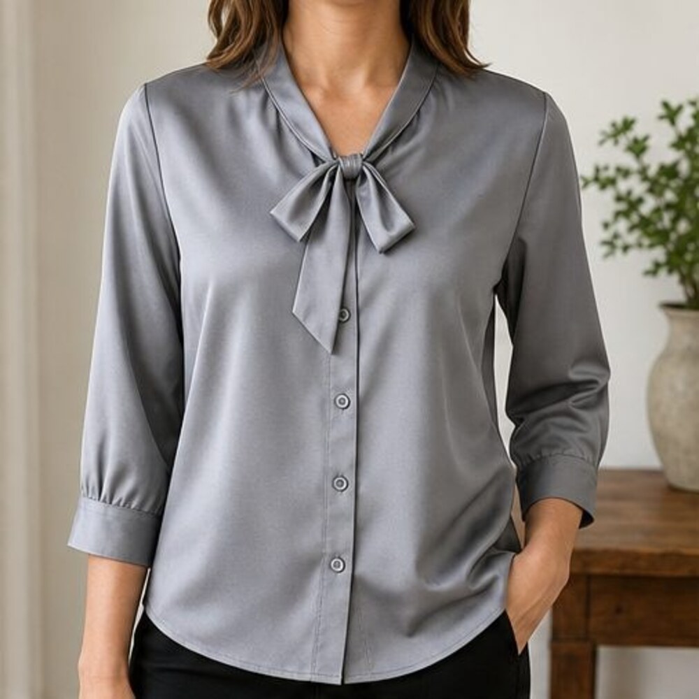 Gray Lace Trim Top - Picture 2 of 6